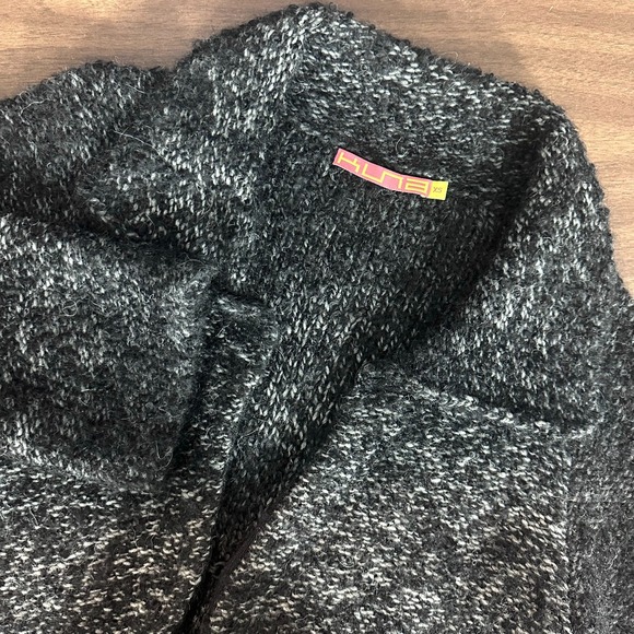 Kuna Sweaters - Kuna Cardigan Coat Womens XS Black Gray Boucle Knit Suri Baby Alpaca Whimsigoth